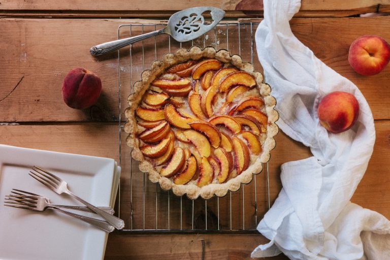 Peach & Frangipane Tart Made with Maui Raw Turbinado Sugar