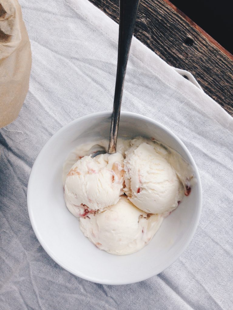 Sour Cream & Rhubarb Cheescake Ice Cream