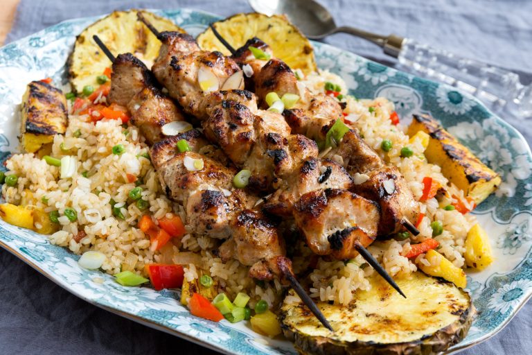 Turkey Kabobs & Pineapple Fried Rice