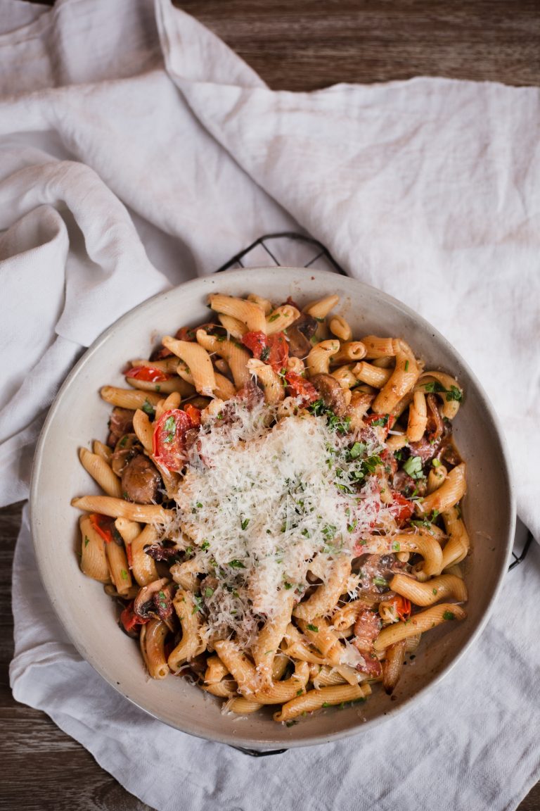 Bacon Tomato & Mushroom Campanelle