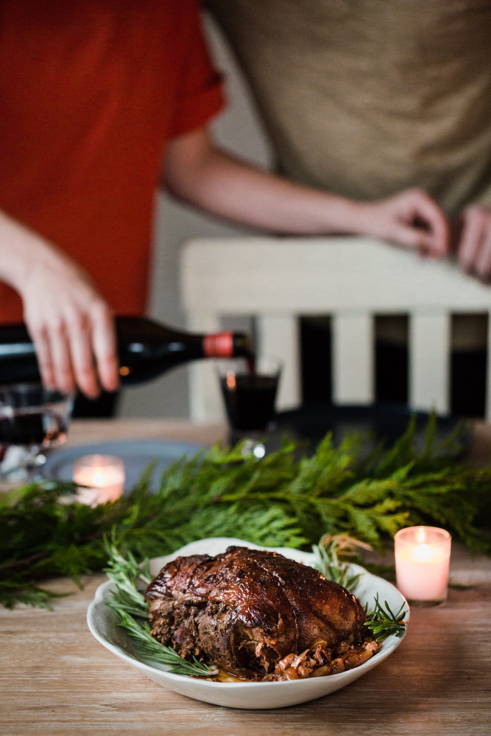 Buttermilk Braised Leg of Lamb and Crispy Olive Oil Potatoes & Horseradish Sour Cream