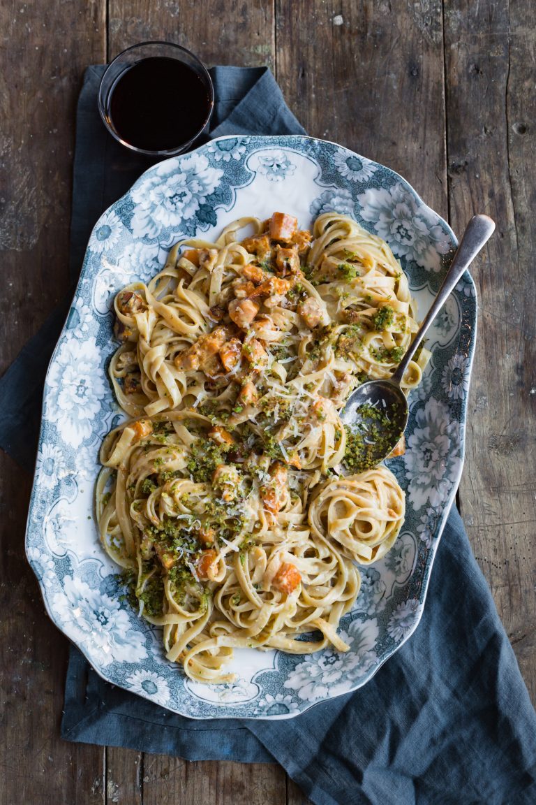 Butternut Squash & Horseradish Fettuccini with Herby Walnut Bread Crumbs