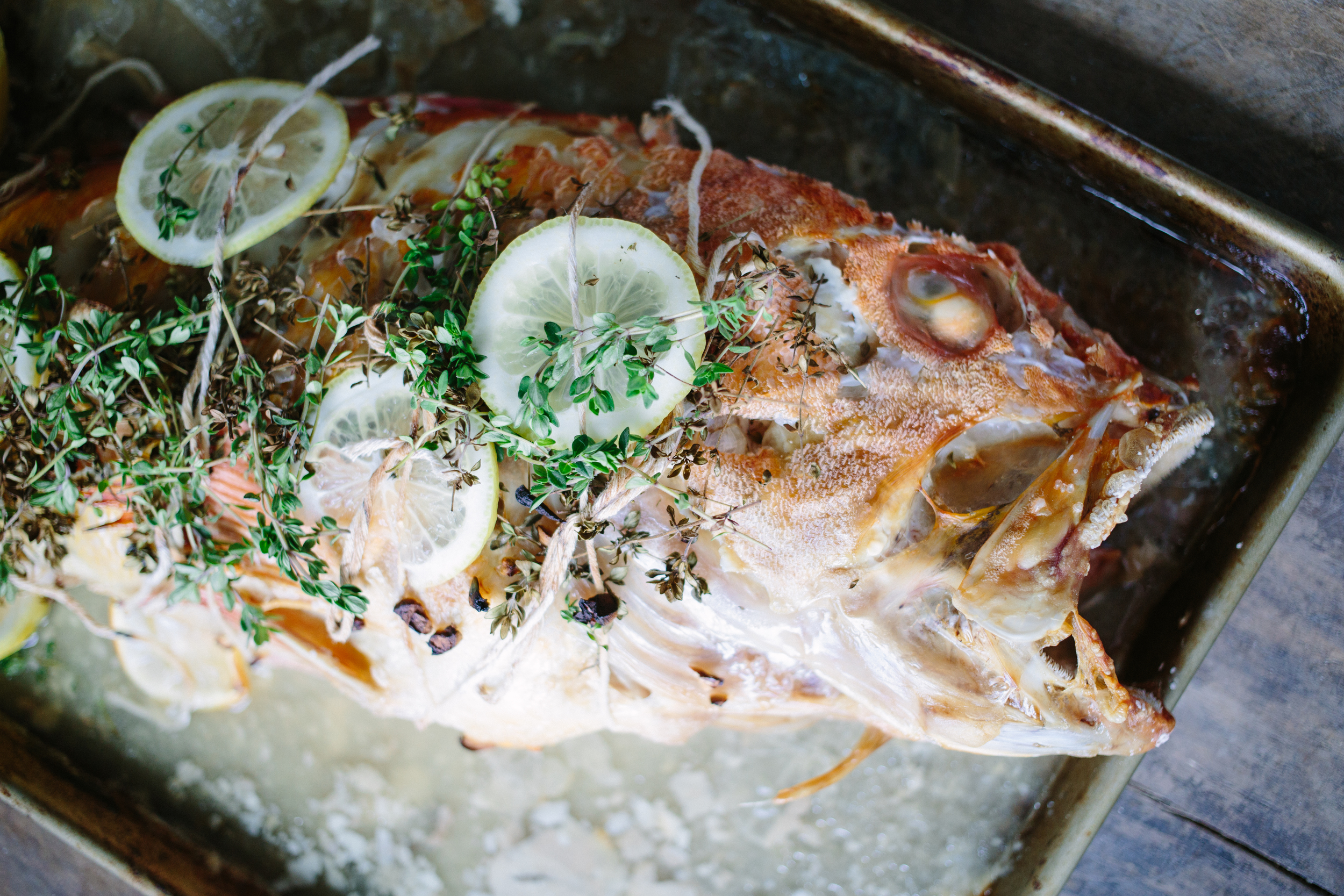 Whole Roasted Yellow Eye Rockfish ( Pacific Red Snapper)