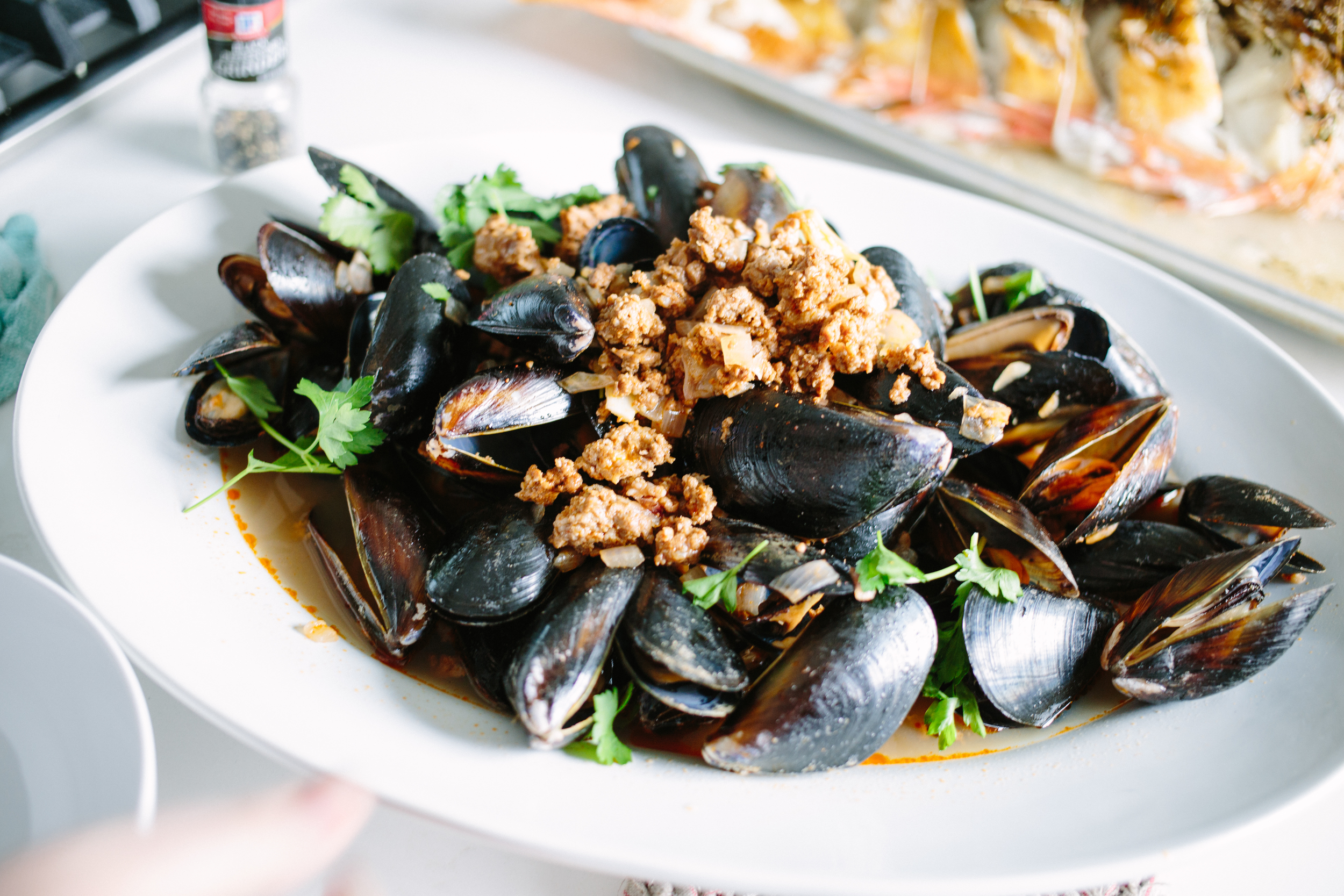 mussels & chorizo