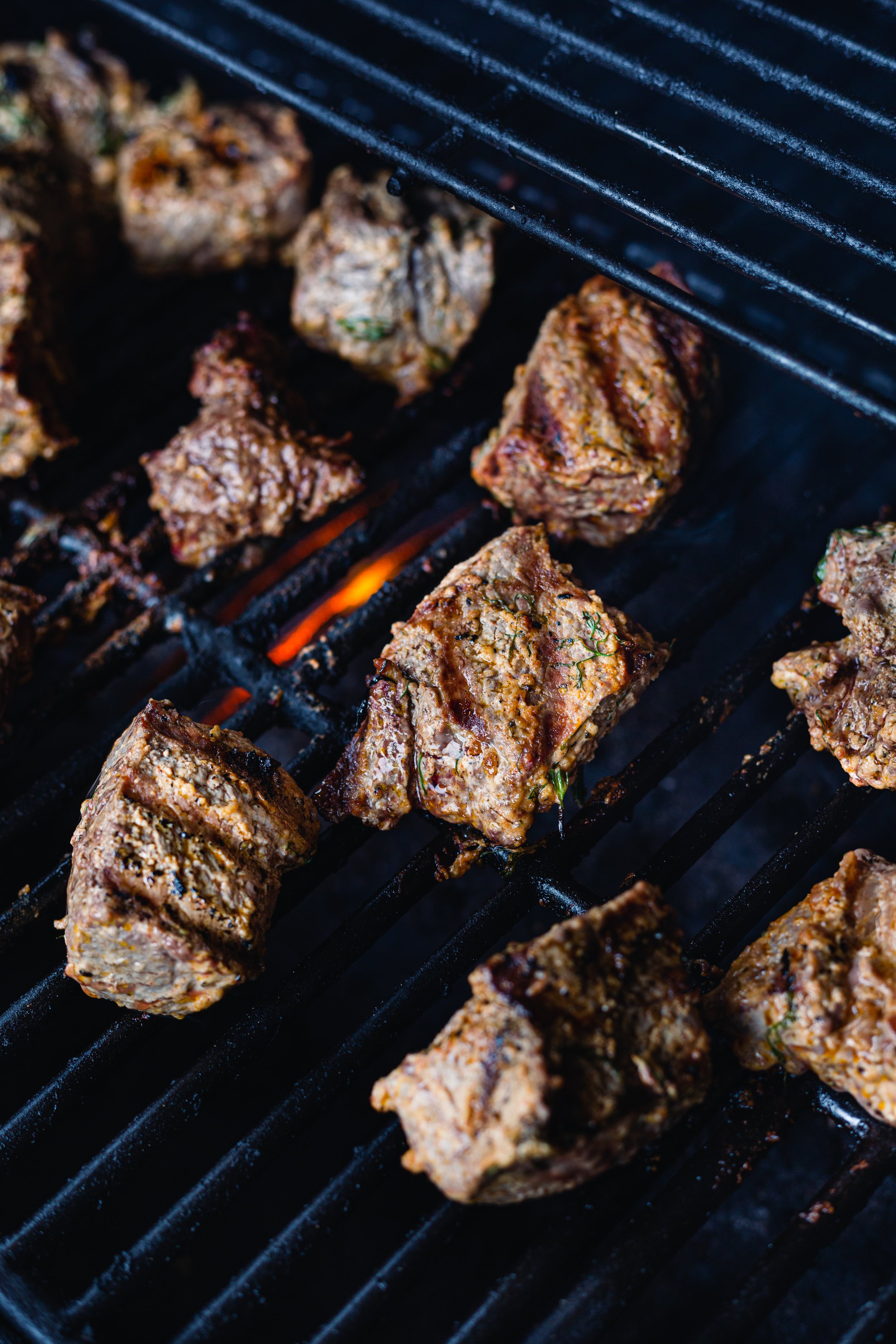 Grilled Lamb Kebab with Smokey Eggplant, Basil & Feta Dip and Spicy Romesco Sauce 2.jpg