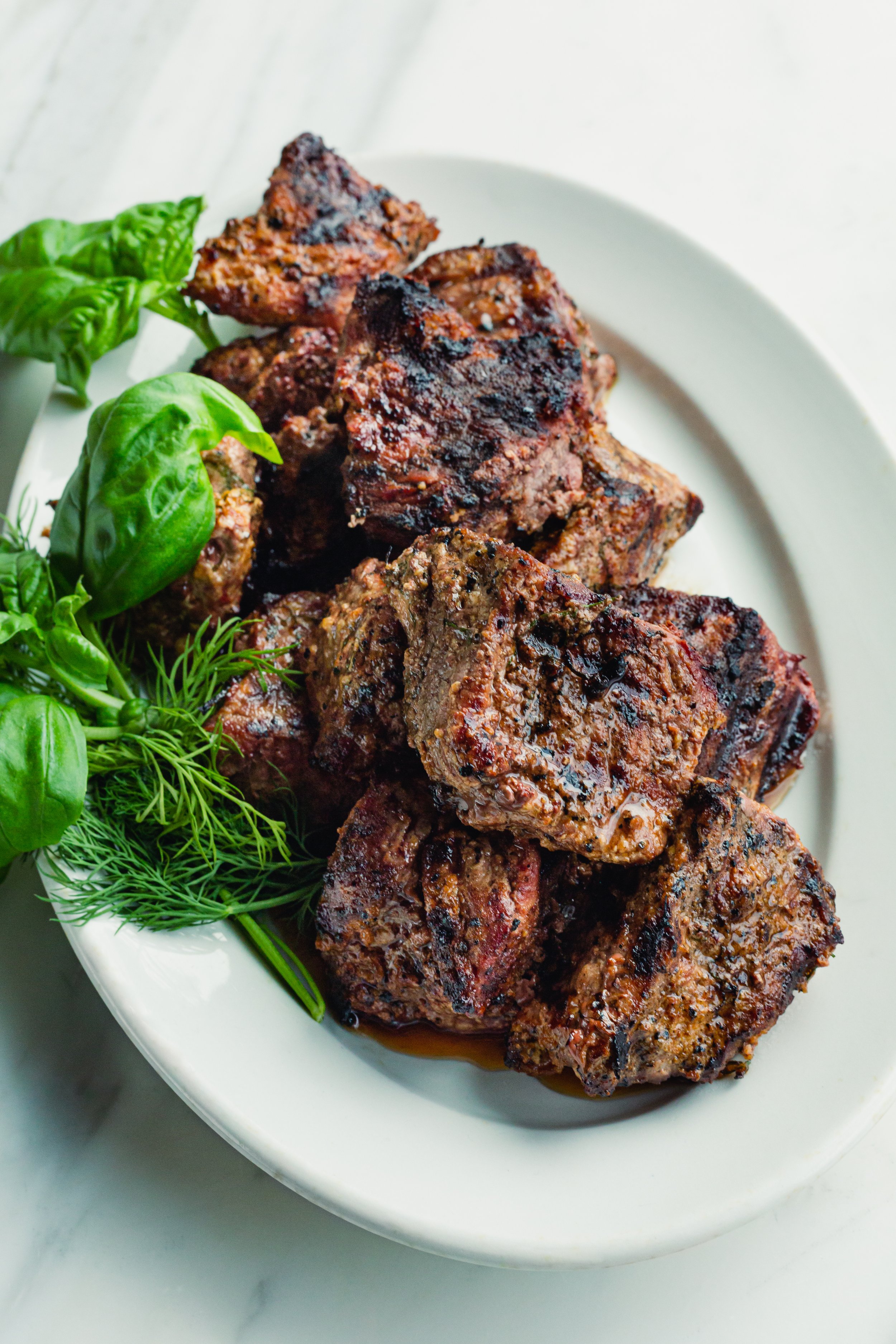 Grilled Lamb Kebab with Smokey Eggplant, Basil & Feta Dip and Spicy Romesco Sauce 3.jpg